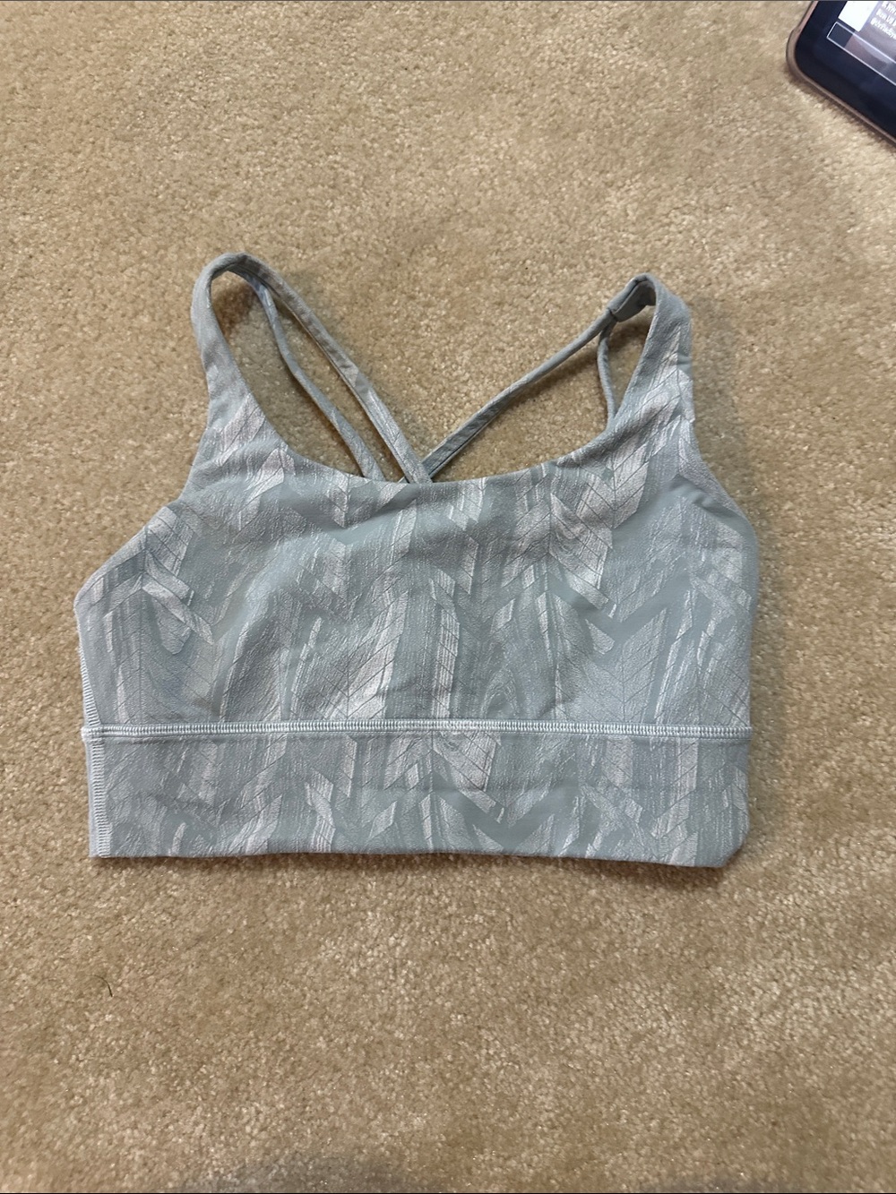 lululemon athletica Light Sage Patterned Strappy Sports Bra
